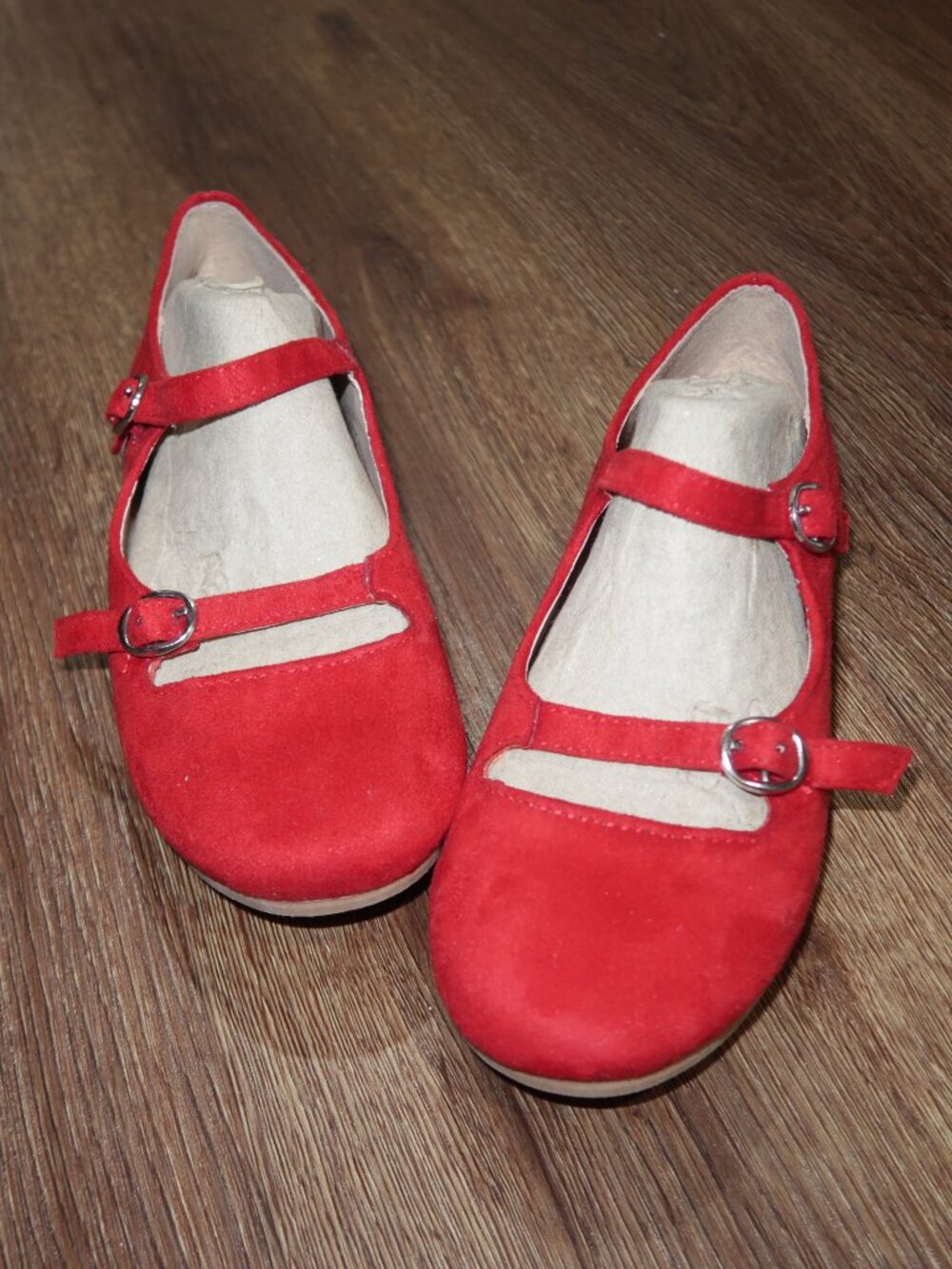 New Girls Little Angel Red Faux Suede Double Strap Mary Janes Dress Shoes sz 2Y